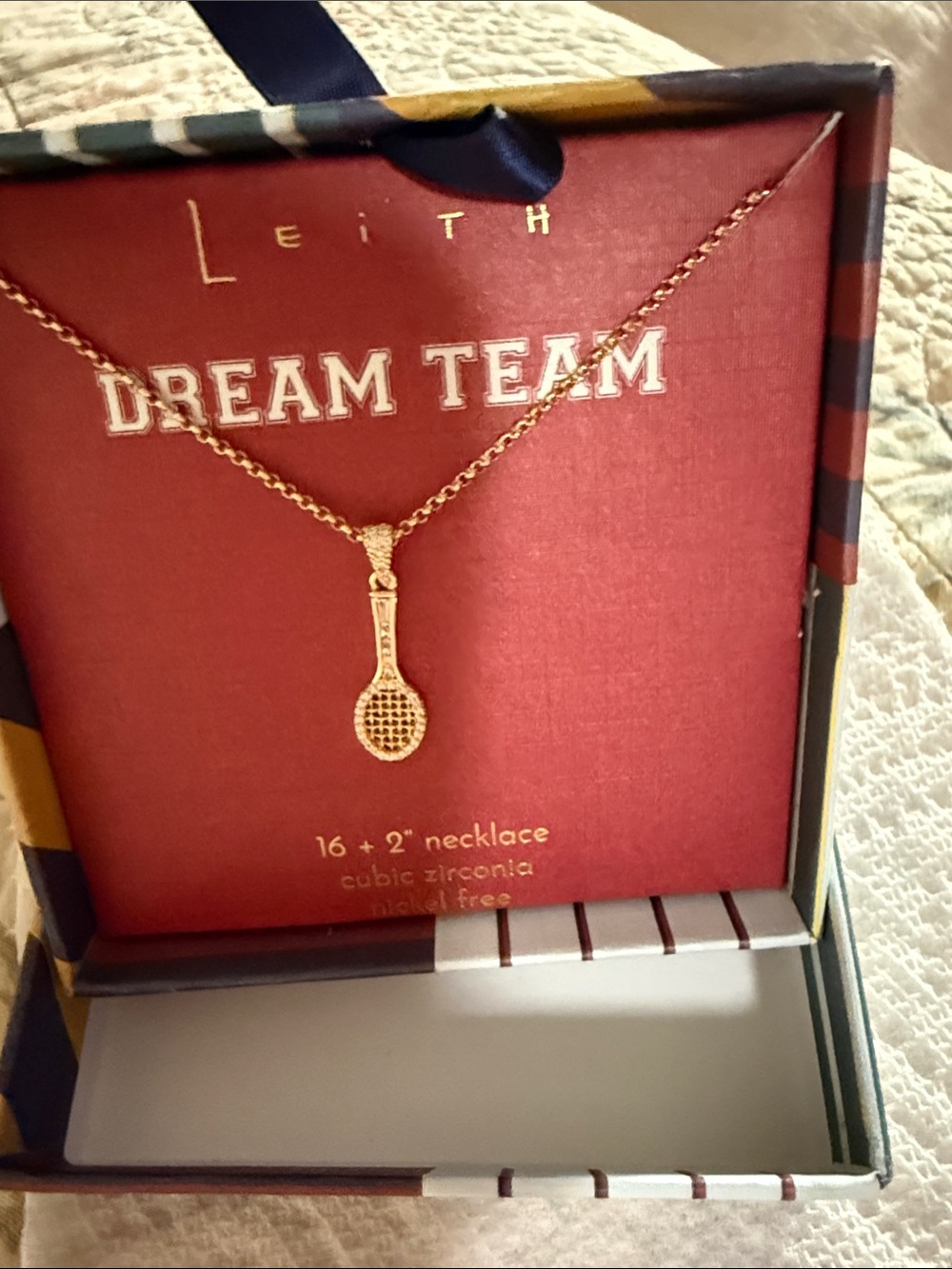 Leith Gold Tennis Racket Pendant Necklace